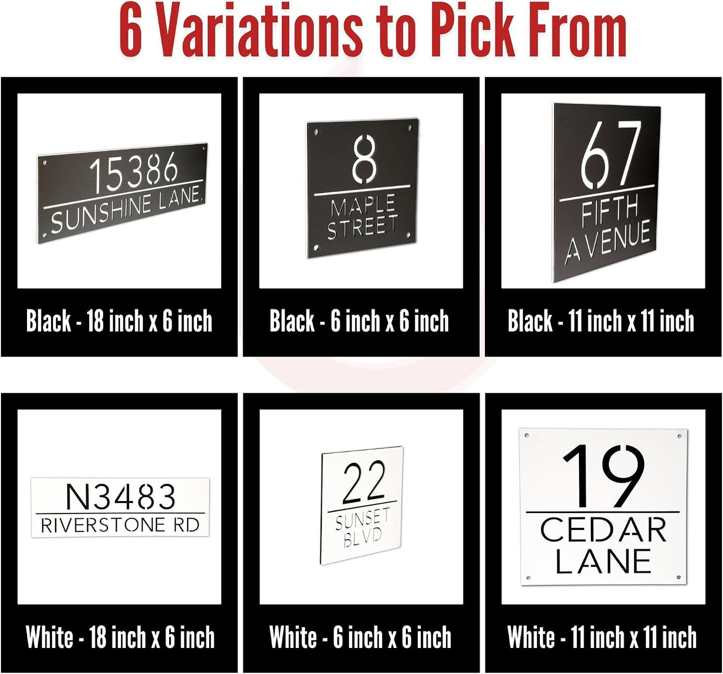 Made in Minnesota – Customized Address Sign 18x6 - Black or White – Made in USA - House Numbers for Outside Modern Address Plaque Street Name Sign (Black 18x6)