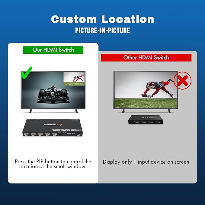 J-Tech Digital 4K HDMI Multiviewer Switch 4 in 1 Out, 4x1 4K 30Hz HDMI Quad - Image 4