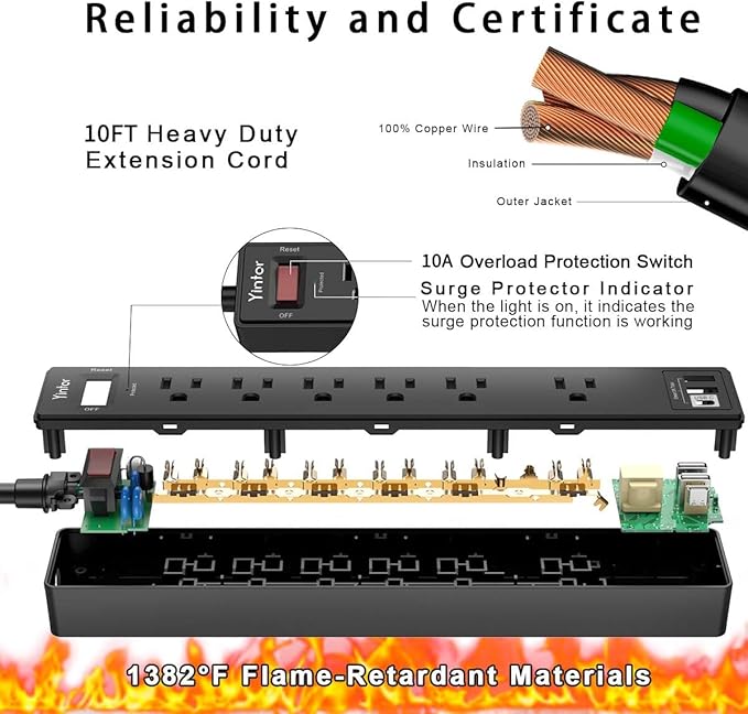 10 Ft Power Strip Surge Protector - Image 6