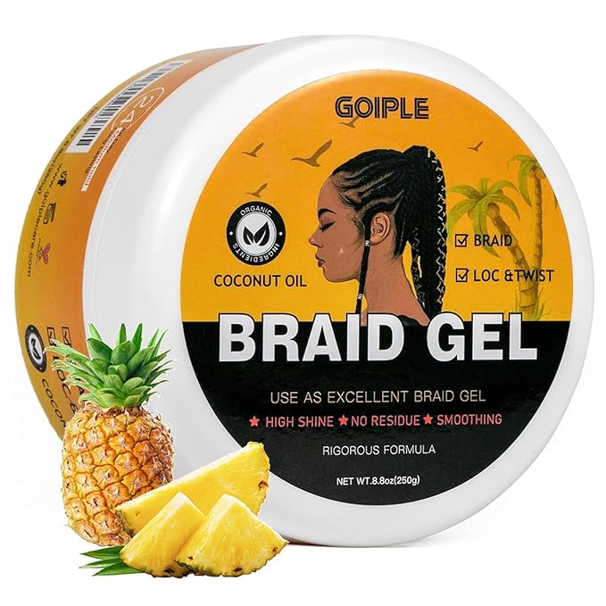 8.8OZ Strong Hold Braiding Gel for Twists, Cornrows by Goiple