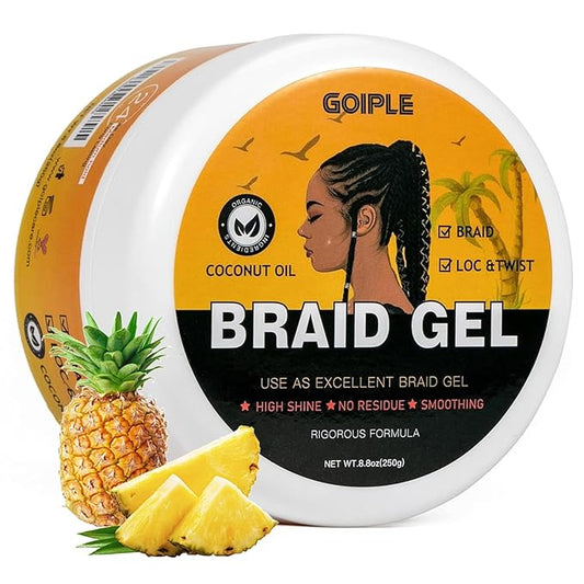 8.8OZ Strong Hold Braiding Gel for Twists, Cornrows by Goiple
