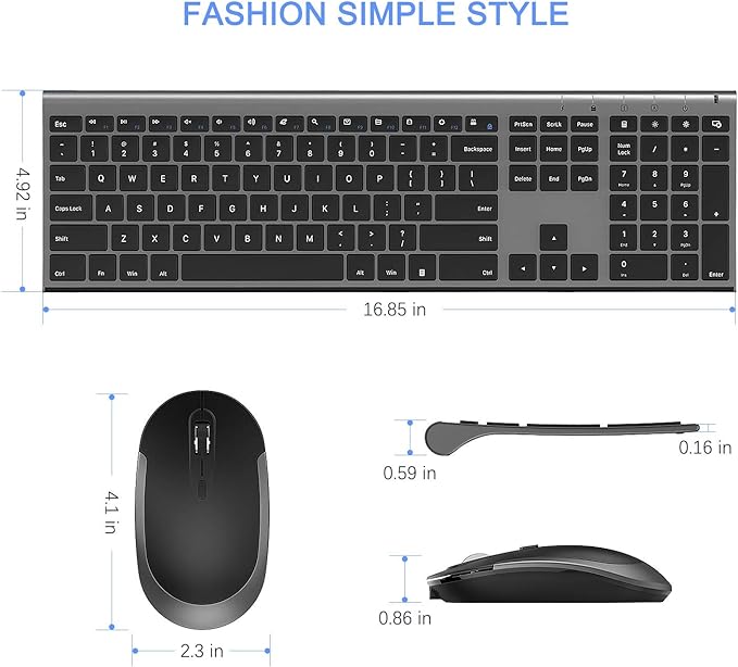 Wireless Keyboard and Mouse, Vssoplor Rechargeable Quiet Full-Size Keyboard and - Image 6