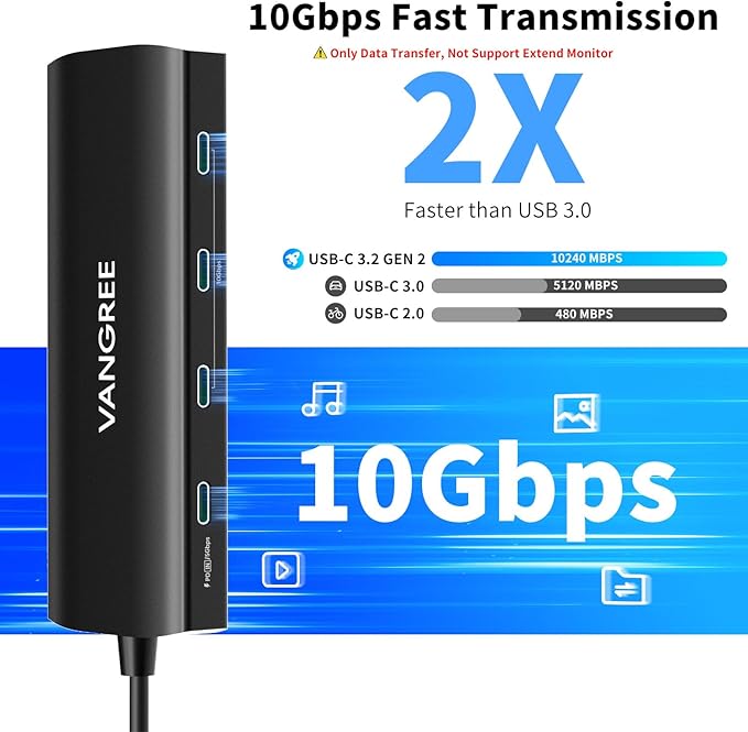 USB C Hub 8 in 1 Multiport Adapter, 3 USB 3.2 Gen 2 Ports - Image 3