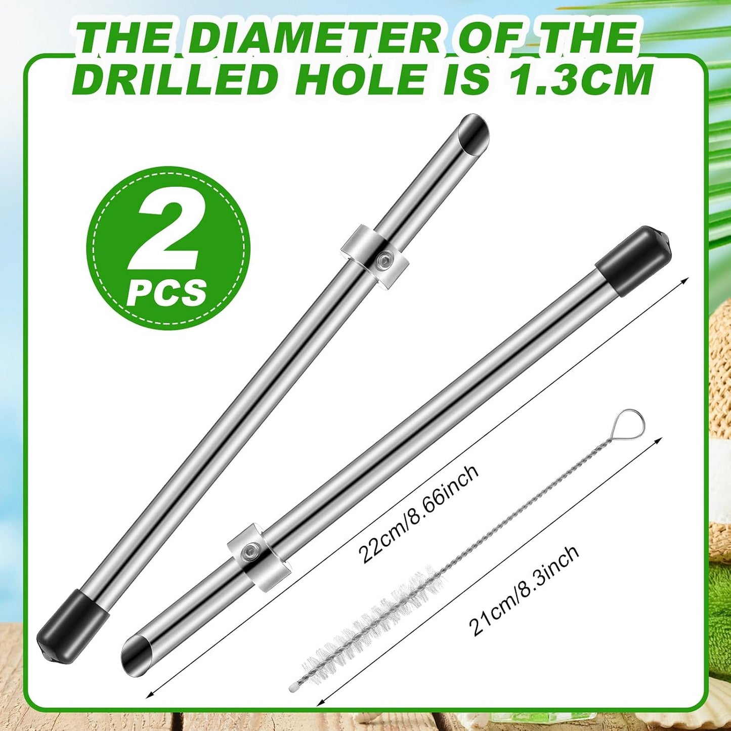Lasnten 2 Pack Straw Hole Puncher for Plastic Lids Drinks,8.7 Inch,Black | Stainless Steel Tool Ideal Cafe Lemonade Stands, Fits Deli Containers Juice Cups, Durable Punching Design Beverage Lids