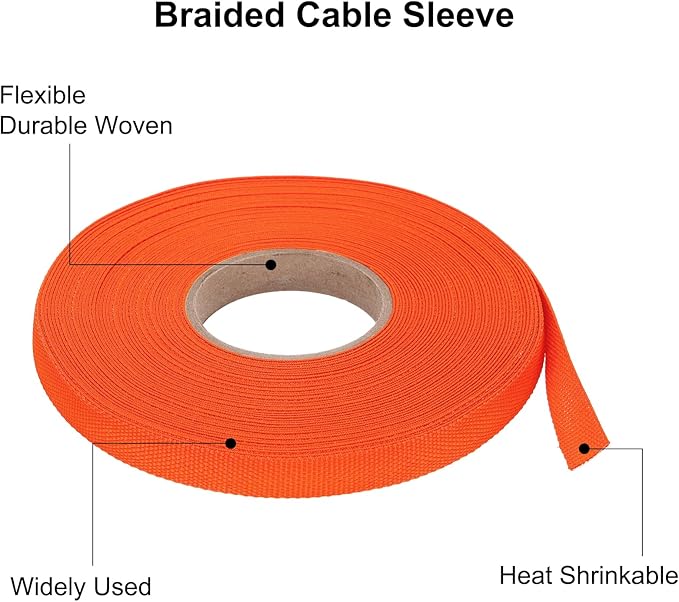 MECCANIXITY Braided Cable Sleeves Heat Shrinkable Fabric Sleeving, 5/16" 60ft - Image 4