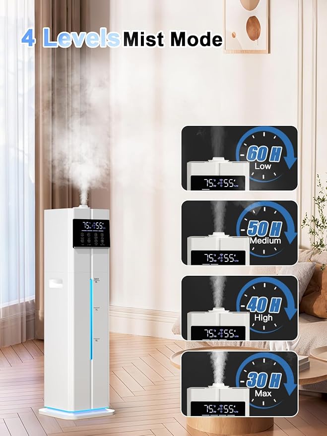 Zeova 9L/2.4Gal Smart Cool Mist Humidifier, Top Fill Quiet Humidifier Large Room - Image 5