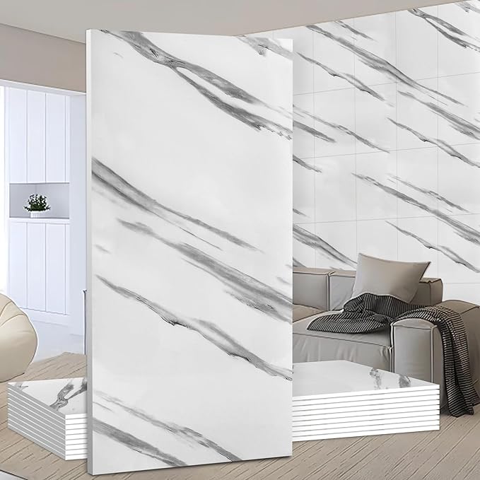 Wall Panels Peel and Stick，PVC Imitation Artificial Marble Tiles Sticker，10 pcs by Unknown