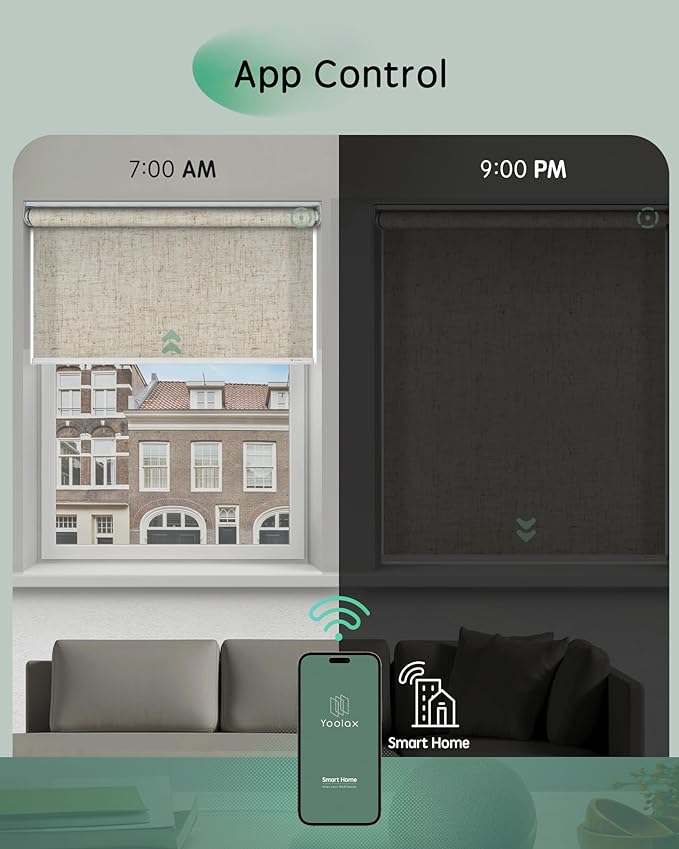 Yoolax Motorized Blinds App Control, Light Filtering Motorized Shades - Image 3