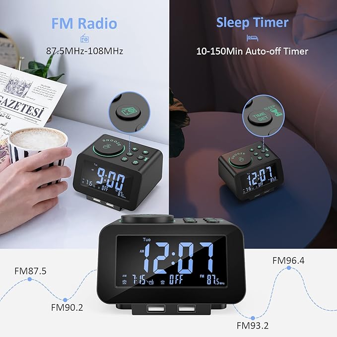 uscce Digital Dual Alarm Clock Radio - Image 4