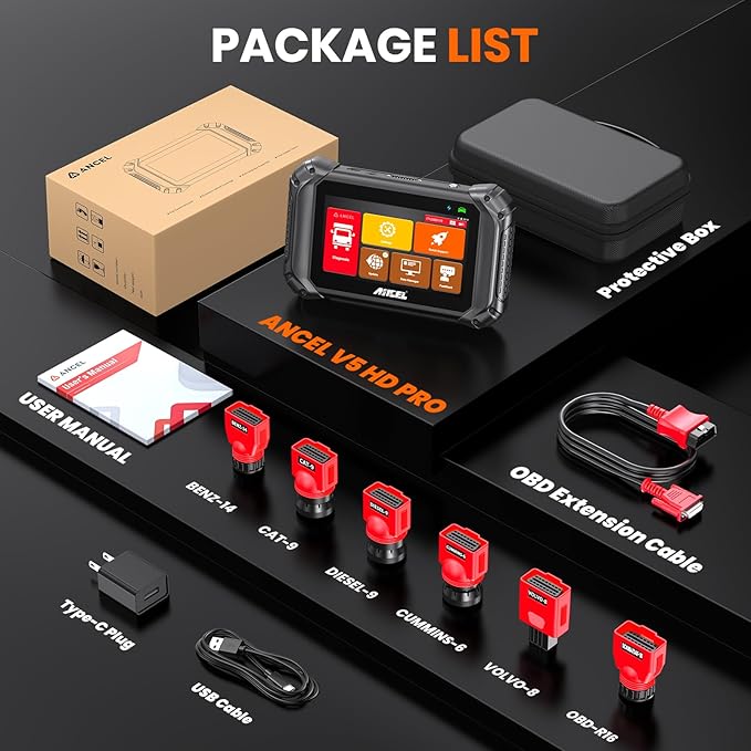 ANCEL V5 HD PRO Heavy Duty Truck Scanner, New Bi-Directional Control Diesel - Image 9