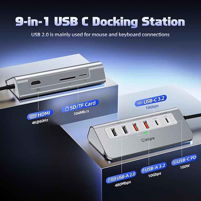 P9 PRO USB C Hub 10Gbps, intpw 9-in-1 USB 3.2 Hub - Image 2