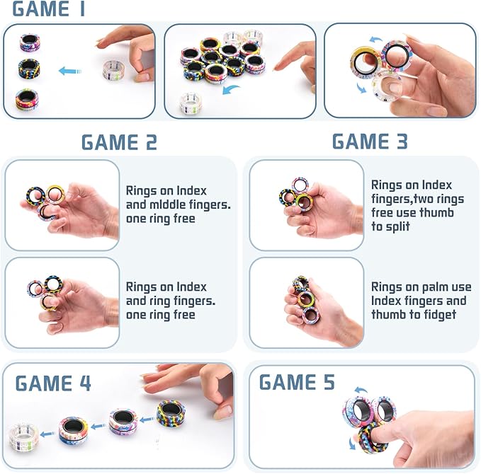 12Pcs Magnetic Adults Fidget Toys Rings, Stocking Stuffers - Image 4