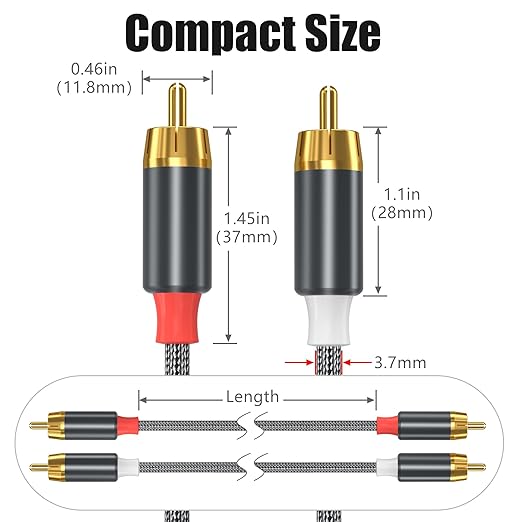 AGVEE 10ft RCA Cable, 2 RCA Male Thickened Six Claws Plug Stereo Auxiliary - Image 7