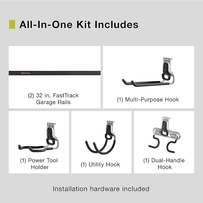 Rubbermaid FastTrack Garage Storage System Tool Hanging Kit, Wall Mount Holder - Image 2
