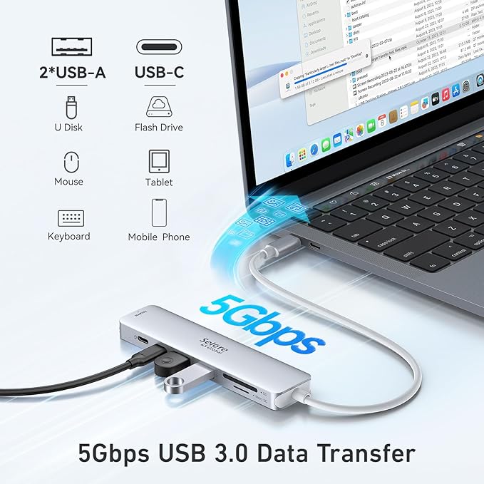 USB C Hub HDMI Adapter for MacBook Pro/Air, 7 in 1 USBC Dongle - Image 5