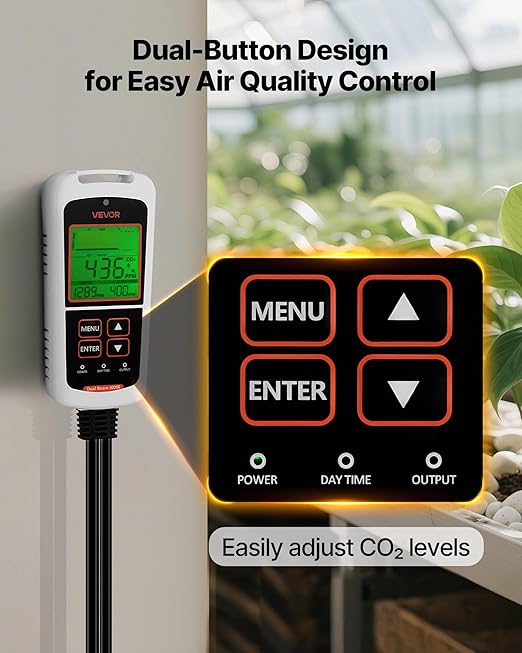 VEVOR Carbon Dioxide Monitoring Controller, Dual Outlets CO2 Monitor & - Image 6