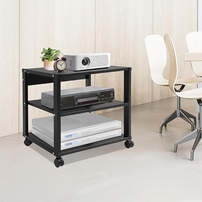 3-Tier AV Media Stand Rack, Mobile & Space-Saving Design, DVD Players, - Image 3