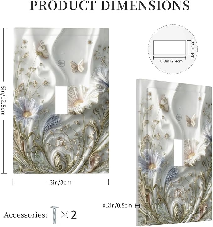 Bvtewkhz Boho Floral Wild Flower 1 Gang Single Toggle Decorative Light Switch - Image 4