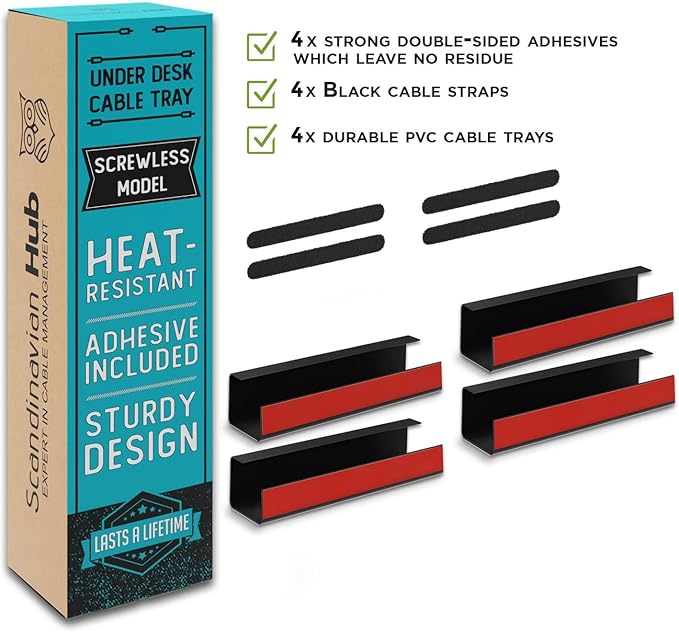 No-Screw Under Desk Cable Management Tray - Image 5