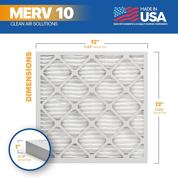 BNX TruFilter 12x12x1 MERV 10 AC Furnace Air Filter - Image 2