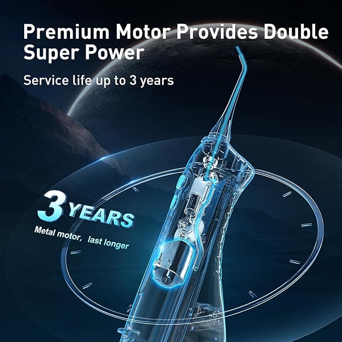COSLUS Water Dental Flosser Teeth Pick: Portable Cordless Oral Irrigator 300ML - Image 8
