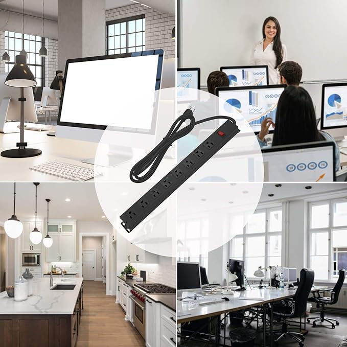 HHSOET Metal Wide Spaced Power Strip, 8 Outlets, 1200J Surge Protector - Image 7