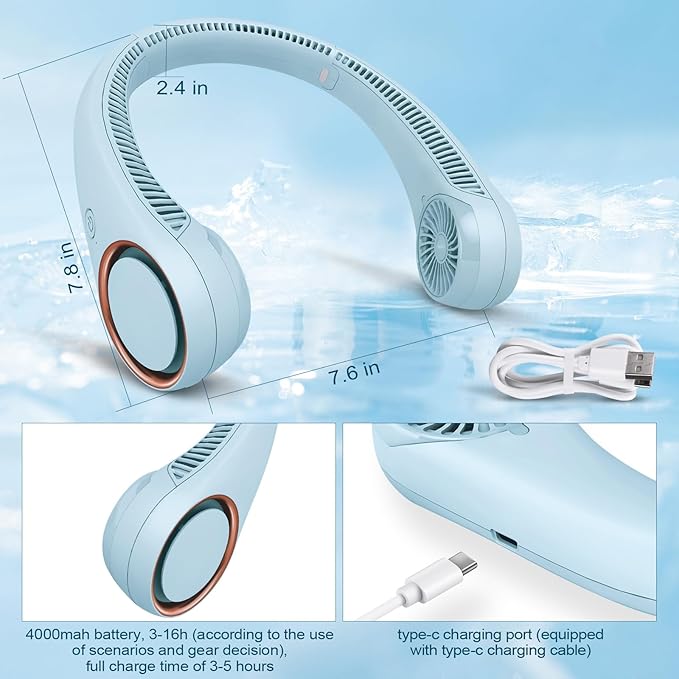 CIVPOWER Neck Fan: Portable Personal Neck Cooling Rechargeable Bladeless Fan - Image 5