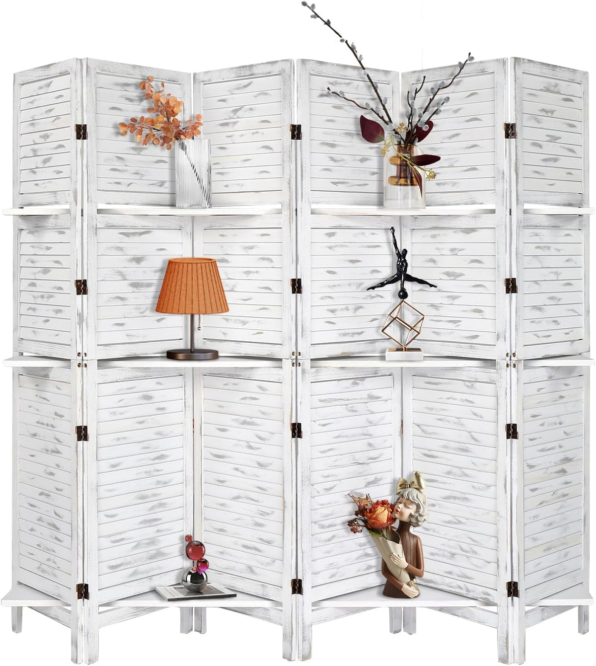 Bonnlo 6 Panels Wood Room Divider