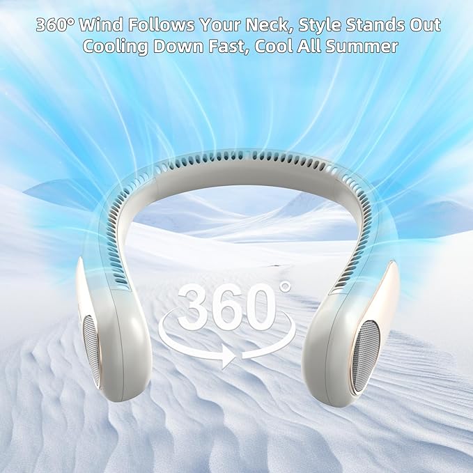 Portable Neck Fan, Personal Wearable Bladeless Fan, LED Display, 6000mAh USB - Image 2