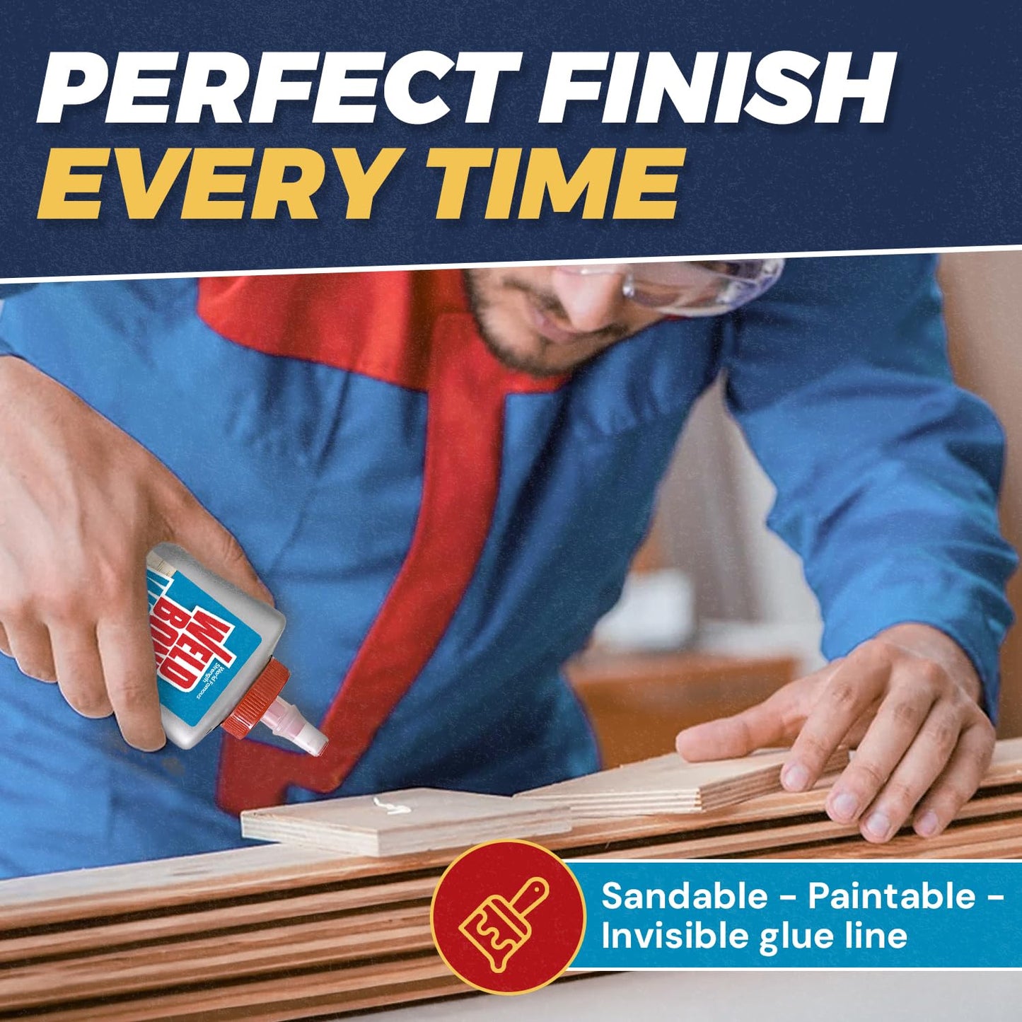 Weldbond Extra Strength Wood Glue for Woodworking, Furniture Repair & DIY Projects - Non-Toxic, Invisible Line, Sandable & Paintable, Heavy Duty Wood Glue for Furniture & Carpentry - 14.2 oz