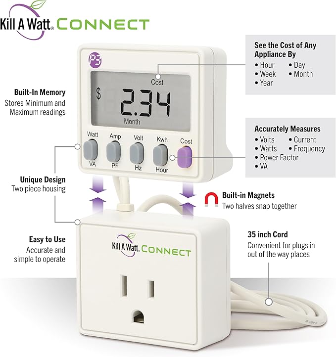 Kill A Watt Connect P4498 Electricity Usage Monitor Power Consumption Meter - Image 3