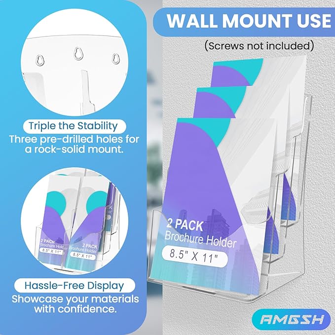 AMGSH 2 Pack 3 Tier Brochure Holder 8.5” x 11” - Image 4