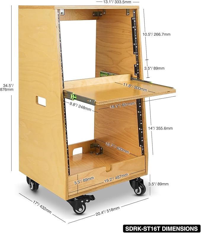 Sound Town DIY Slanted 16U Studio Rack, - Image 5