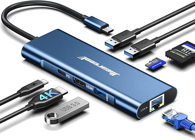 Hiearcool USB C Hub, 8in1 USB-C to 4K 60Hz HDMI Docking Station, USBC Ethernet by Hiearcool
