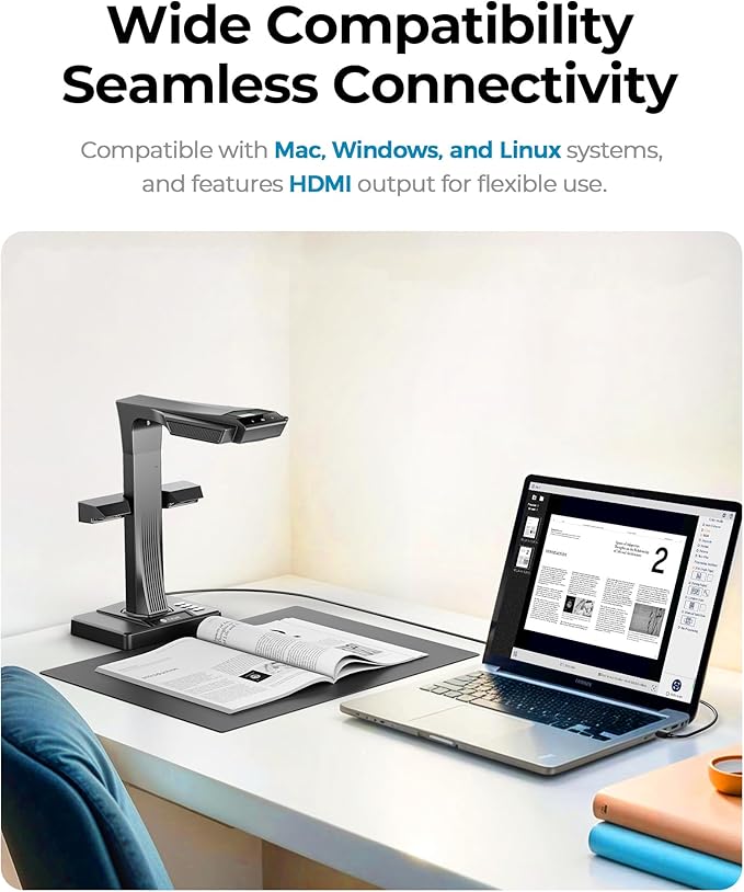 CZUR ET MAX Professional Book Scanner, 38MP Document Camera, Laser Curve-Flatten - Image 7