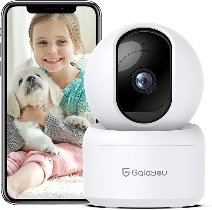 GALAYOU Indoor Security Camera 2K, Pet Camera, 360 Degree 2.4G WiFi Home by GALAYOU