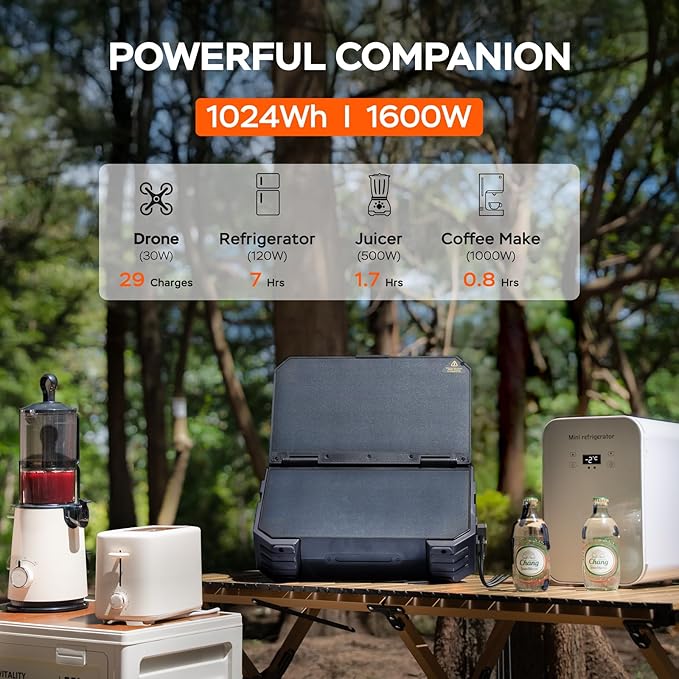 BLAVOR Portable Power Station 1600W, Built-in Solar Panel, 1024Wh LiFePO4 - Image 3