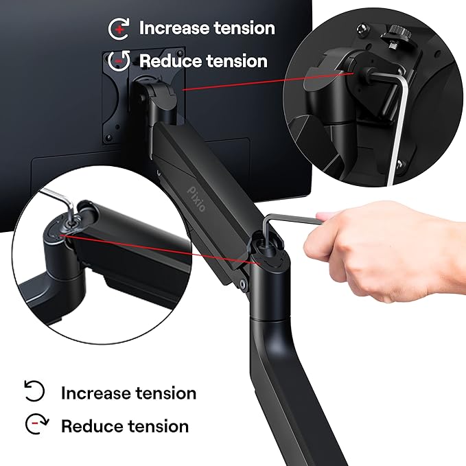 Pixio PS2S Ultrawide Heavy-Duty Premium Single Monitor Arm Stand Desk Mount - Image 7