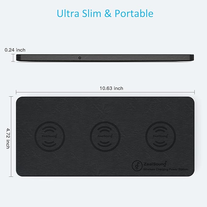 Wireless Charging Pad, ZealSound Ultra-Slim Triple Charger Station - Image 6