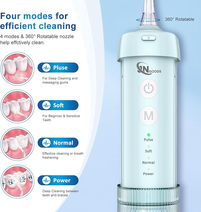 JNGOODS Mini Portable Water Flosser Oral Irrigator Water Teeth Cleaner Pick - Image 3