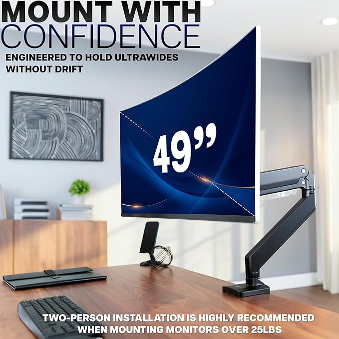 VIVO Premium Aluminum Heavy Duty Monitor Arm - Image 3