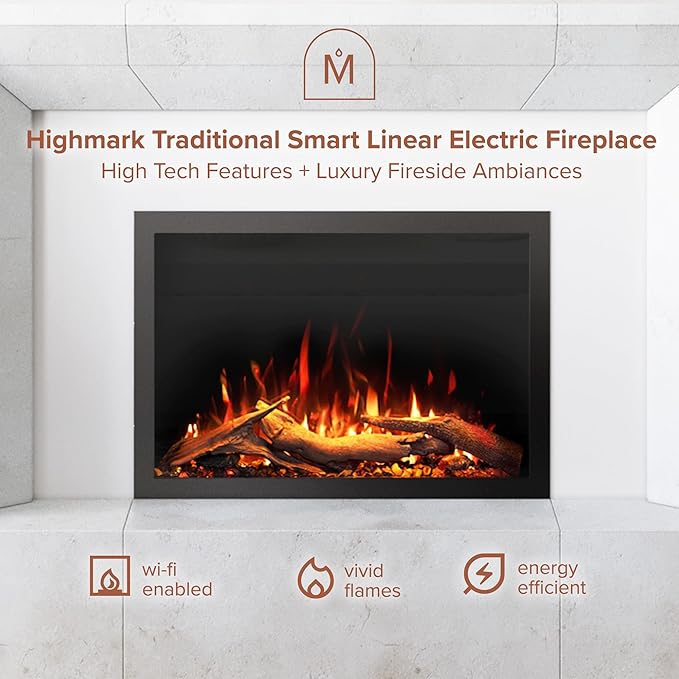 Modern Ember Highmark Traditional 30 Inch Built-in Smart Electric Fireplace - Image 2