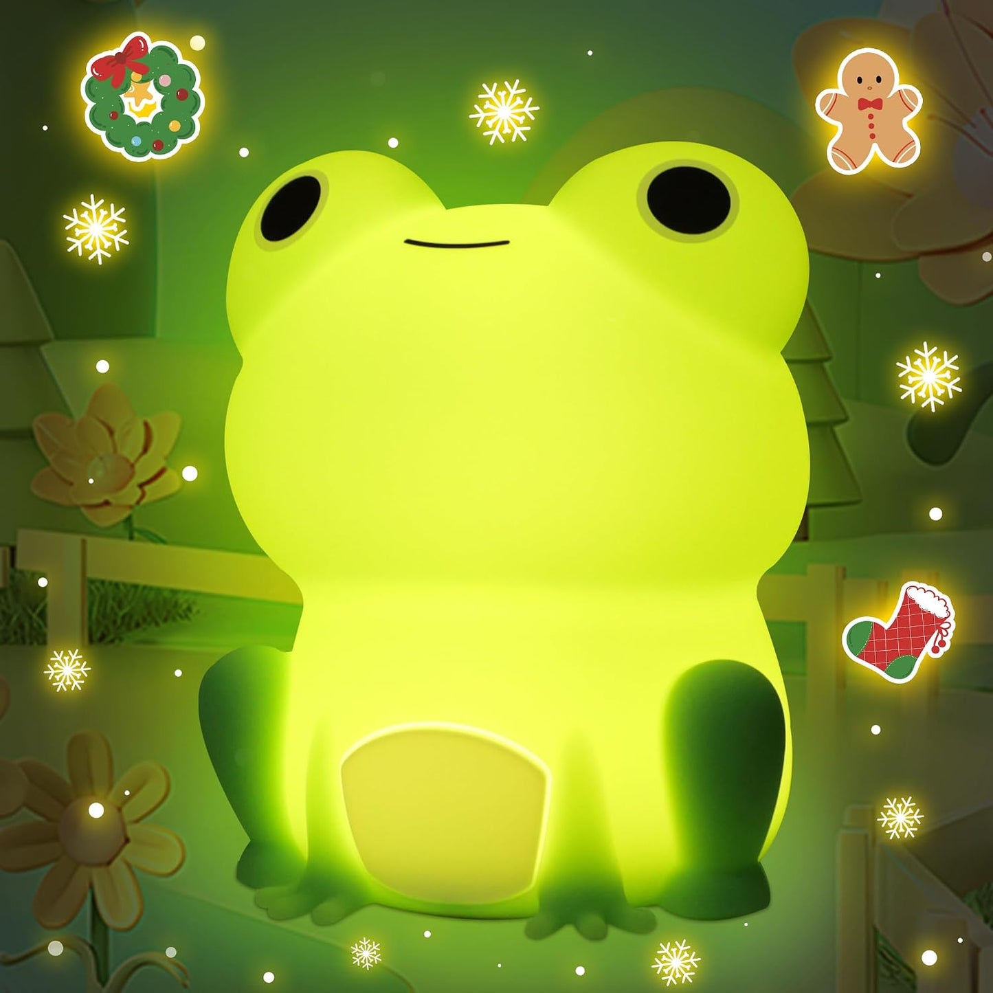 Attivolife Cute Frog Night Light for Kid, Squishy Animal Silicone Lamp, Rechargeable Portable and Dimmable Touch Control, Best Bedroom Bedside Decor Christmas Birthday Gift for Boy Girl Toddler