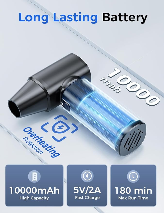 Compressed Air Duster-180000RPM Electric Air Duster Rechargeable Brushless Motor - Image 4