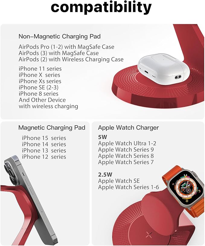 3 in 1 Charging Station for Apple Devices, Mag-Safe Charger Stand Fast Charging - Image 7