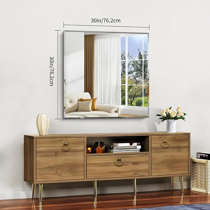 CILIBER Beveled Mirror, 30x30 inch Square Bathroom Mirrors - Image 2