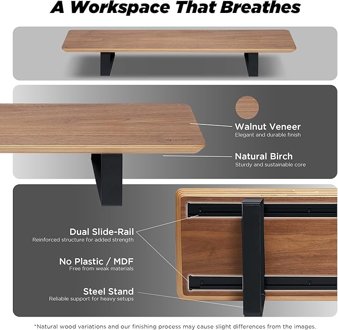 ULTRARM Moodular Wooden Monitor Stand 33.4” Desk Organizer - Image 3