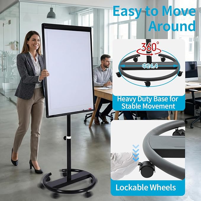 40 X 28 Inch Mobile Magnetic Whiteboard on Wheels, Rolling Dry Erase Board - Image 5