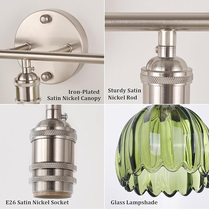 Shenmoyl Bathroom Light Fixtures, 3-Light Vanity Wall Light Over Mirror - Image 7