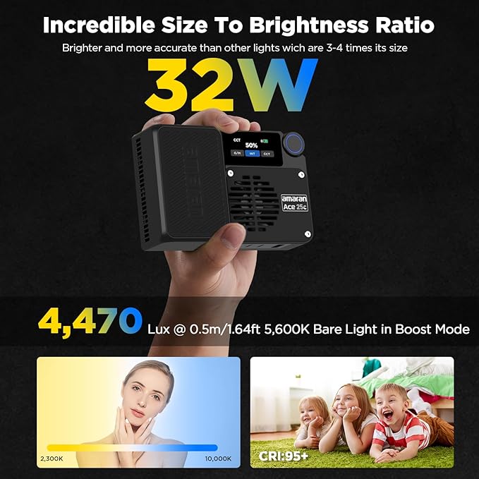 Amaran Ace 25c Pocket RGBWW LED Light, Boost Mode Up to 32W, Full-Color Mini - Image 2